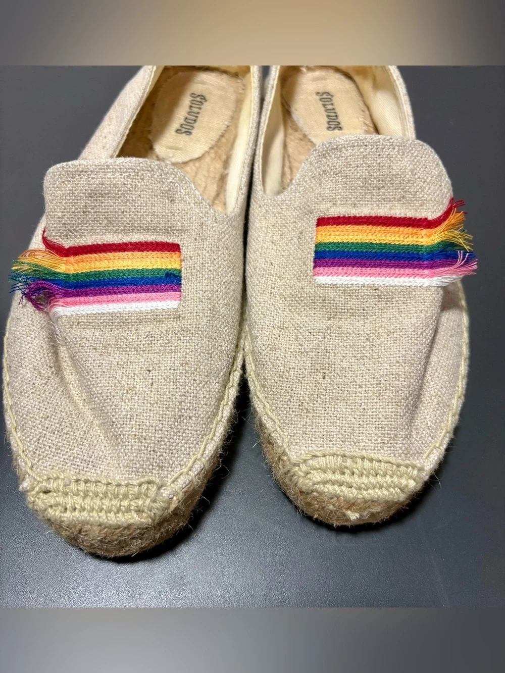 SALUDOS Rainbow Pride Sand Smocking Slippers Espadrilles